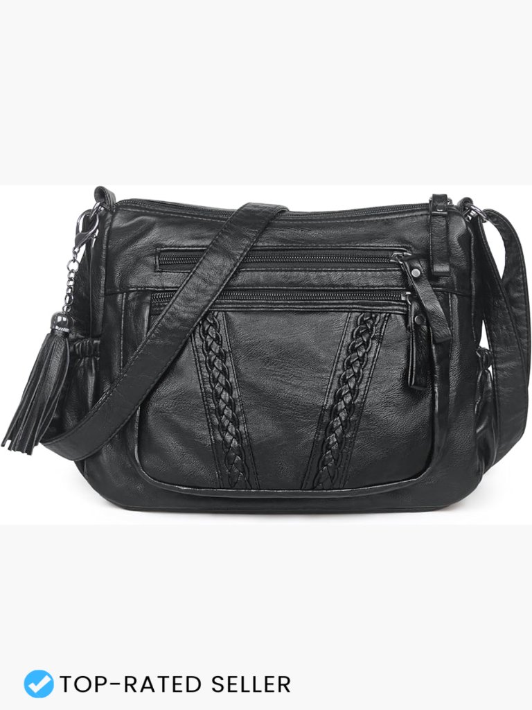 Soft Pu Leather Crossbody Bag With Tassel Lightweight Satchel Purse Shoulder